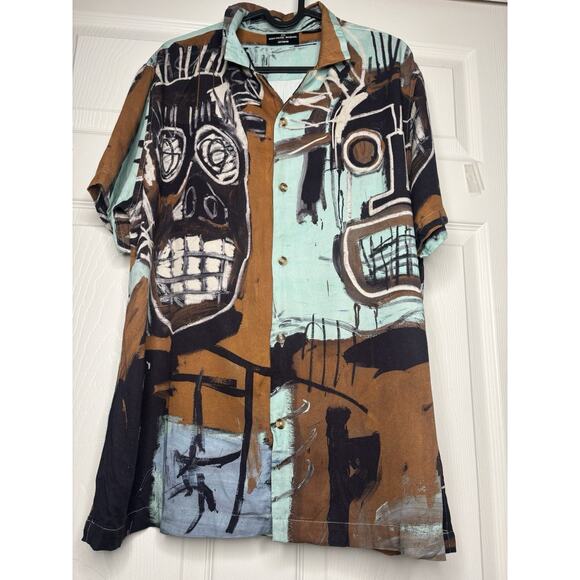 Jean Michel Basquiat x Cotton On Mens Abstract -bold Print- African Shirt Sz M - Picture 4 of 7